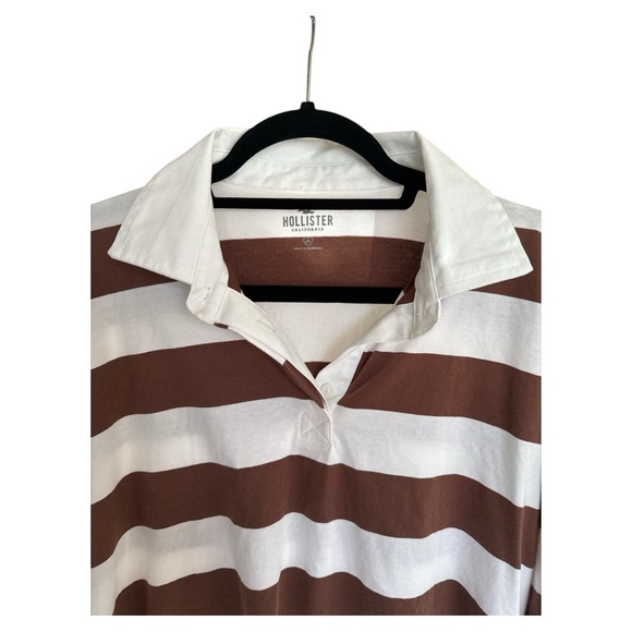 NWOT Hollister brown and white rugby style crop top size Medium - Picture 2 of 4